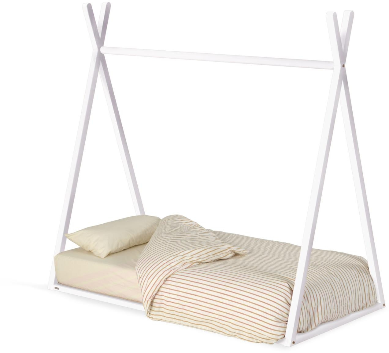 Tipi-seng Børneseng Kave Home Maralis Hvid Massivt Bøgetræ Moderne Nordisk Design 144x78x151 Cm