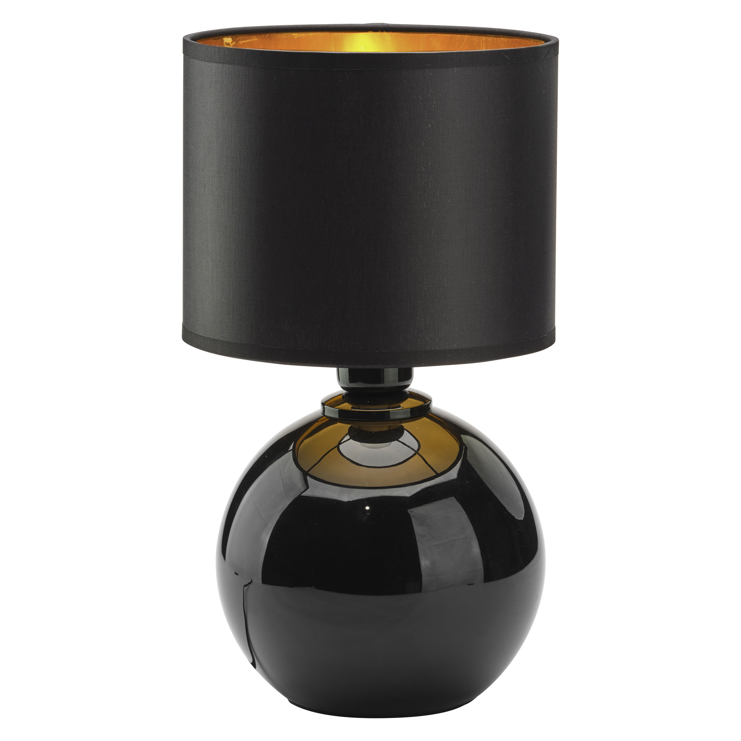 Tk Palla Bordlampe Lille Guld Sort Stof Og Sort Glas