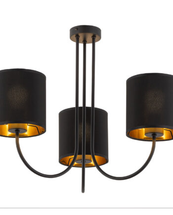 Tk Torens Loftlampe       Skærme Sort Stof Og Sort Metal