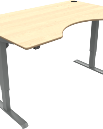 To-bens Hæve- Og Sænkebord Med Centerudskæring Zennord Adaptdesk 160x100 Cm Natur Sølv