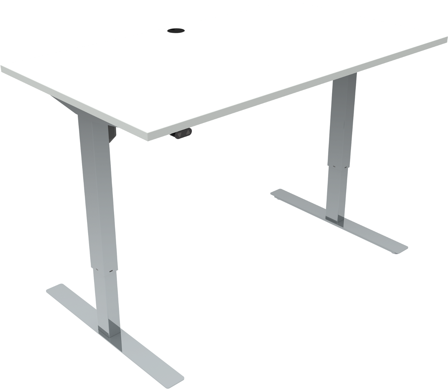 To-bens Hæve- Sænkebord Firkantet 140x80 Cm Zennord Updown Hvid Krom Mfc Højdejusterbart 68-118 Cm