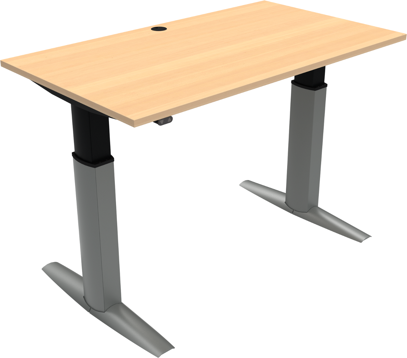 To-bens Hæve- Sænkebord Firkantet Zennord Elevateline Højdejusterbart Skrivebord Bøg Natur-sølv 68-120 Cm 80ã 140 Cm