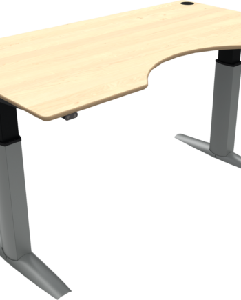 To-bens Hæve- Sænkebord Med Centerudskæring Zennord Elevateline Justérbart Ahorn Kontorbord H68-120 Cm Natur Sølv