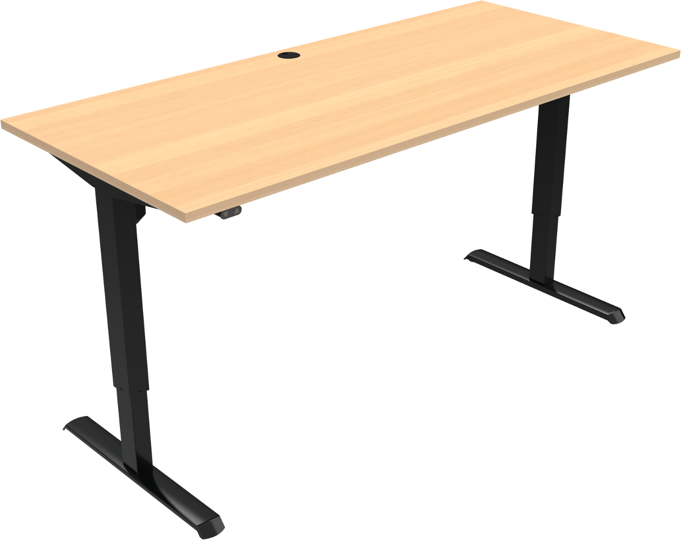 To-bens Hæve- Sænkebord Skrivebord Zennord Adaptdesk Bøg Natur Sort Stel Højde 68 118 Cm