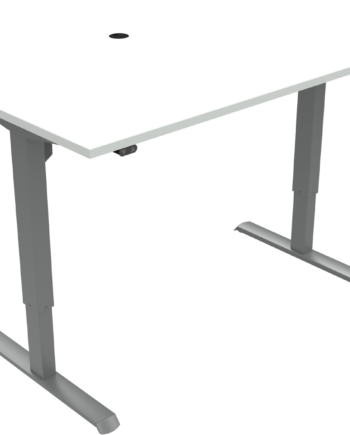 To-bens Hæve- Sænkebord Zennord Adaptdesk Firkantet Skrivebord Hvid Sølv 140x80 Cm