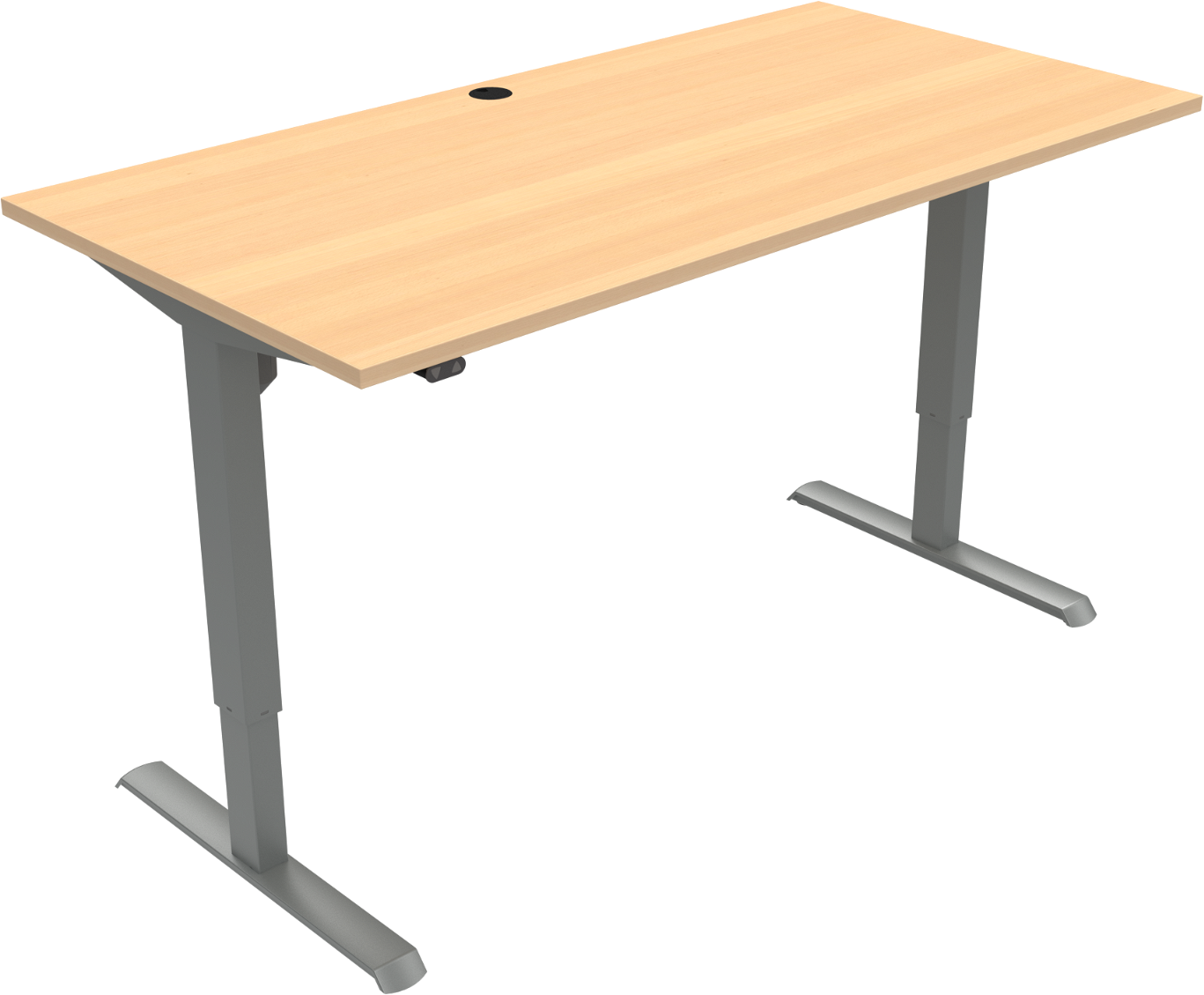 To-bens Hæve- Sænkebord Zennord Adaptdesk Firkantet 160 80 Cm Bøgeplade Natur Sølv