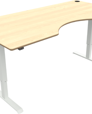To-bens Hæve- Sænkebord Zennord Adaptdesk Med Centerudskæring   Ahornfinér Natur Hvid  Højde 68-118 Cm  Bordplade 200ã 100 Cm