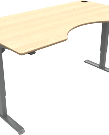 To-bens Hæve- Sænkebord Zennord Adaptdesk Med Centerudskæring   Ahorn Natur Sølv Justerbart 68-118 Cm Skrivebord