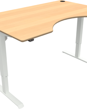 To-bens Hæve- Sænkebord Zennord Adaptdesk Med Centerudskæring Natur Hvid 160   100 Cm H68-118 Cm