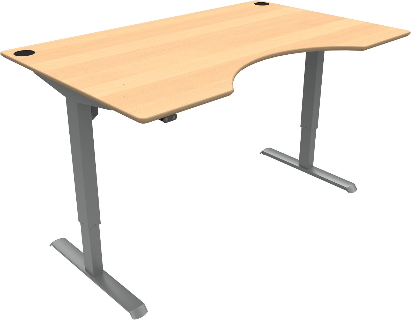 To-bens Hæve- Sænkebord Zennord Adaptdesk Natur Sølv Bøg Med Centerudskæring