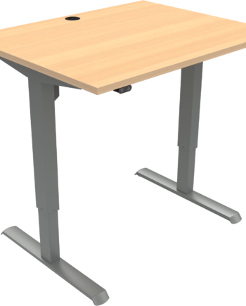 To-bens Hæve- Sænkebord Zennord Adaptdesk Sidde- Ståbord  Natur Bøg Sølv  H118xb80xl100 Cm