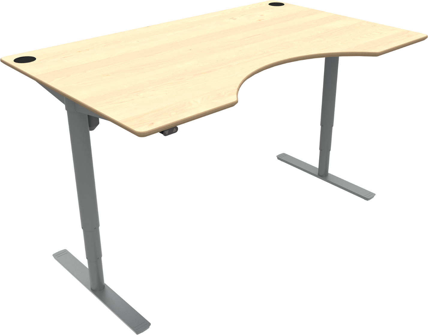 To-bens Hæve- Sænkebord Zennord Comfortzone Med Centerudskæring H65-125   B100   L160 Cm Natur Sølv