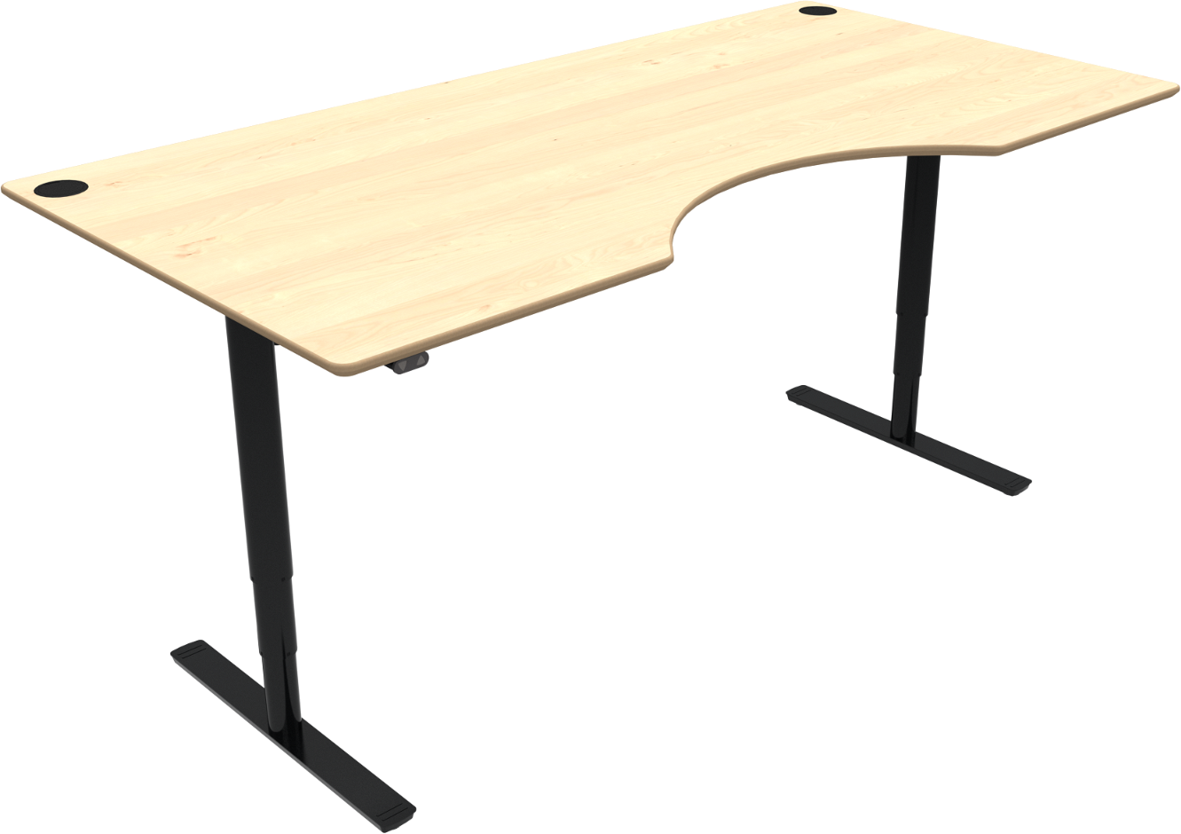 To-bens Hæve- Sænkebord Zennord Comfortzone Med Centerudskæring 200x100 Cm Justerbar 65-125 Cm Ahorn Sort