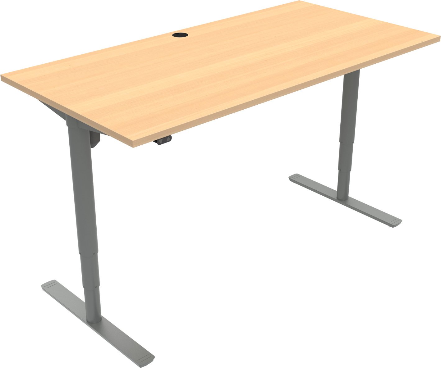 To-bens Hæve- Sænkebord Zennord Comfortzone Naturbøg Sølv Sit-stand Skrivebord H65-125x80x160 Cm