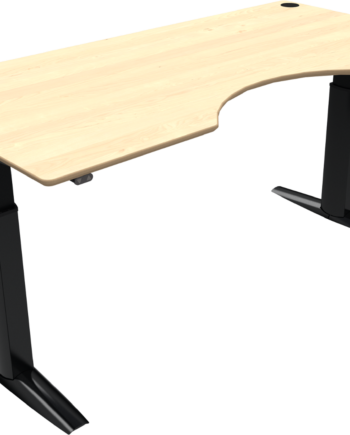To-bens Hæve- Sænkebord Zennord Elevateline Centerudskæring Ahorn Bordplade Sort Stel Justerbar 68-120 Cm Ergonomisk Kontorbord