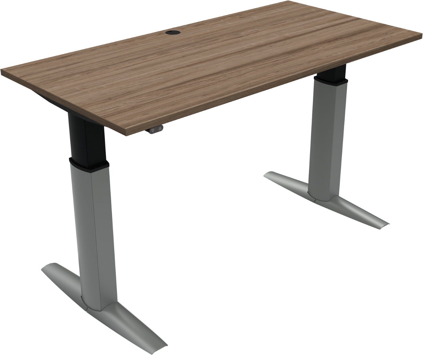 To-bens Hæve- Sænkebord Zennord Elevateline Firkantet Højdejusterbart 68 120 Cm Mørk Valnød Sølv 160x80 Cm
