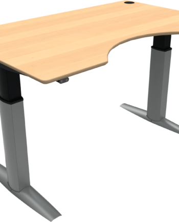 To-bens Hæve- Sænkebord Zennord Elevateline Med Centerudskæring L160xb100 Cm Natur Sølv Ergonomisk Skrivebord