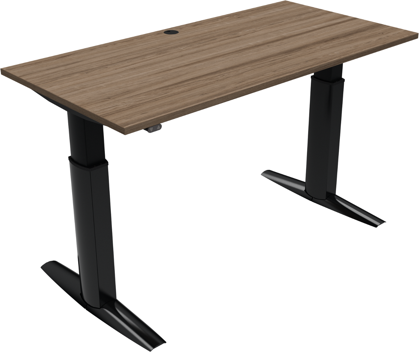 To-bens Hæve- Sænkebord Zennord Elevateline Mørk Natur Sort 160x80 Cm Justerbar Højde 68 120 Cm Med Kabelbakke