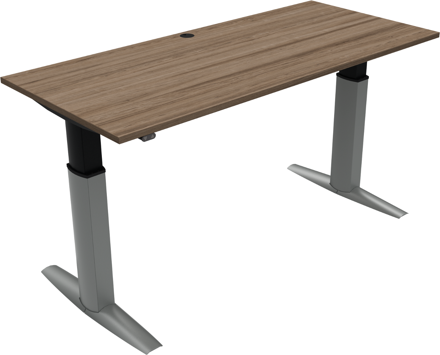 To-bens Hæve- Sænkebord Zennord Elevateline Skrivebord Valnødfinish Med Sølvben 180x80 Cm Højdejusterbar 68-120 Cm