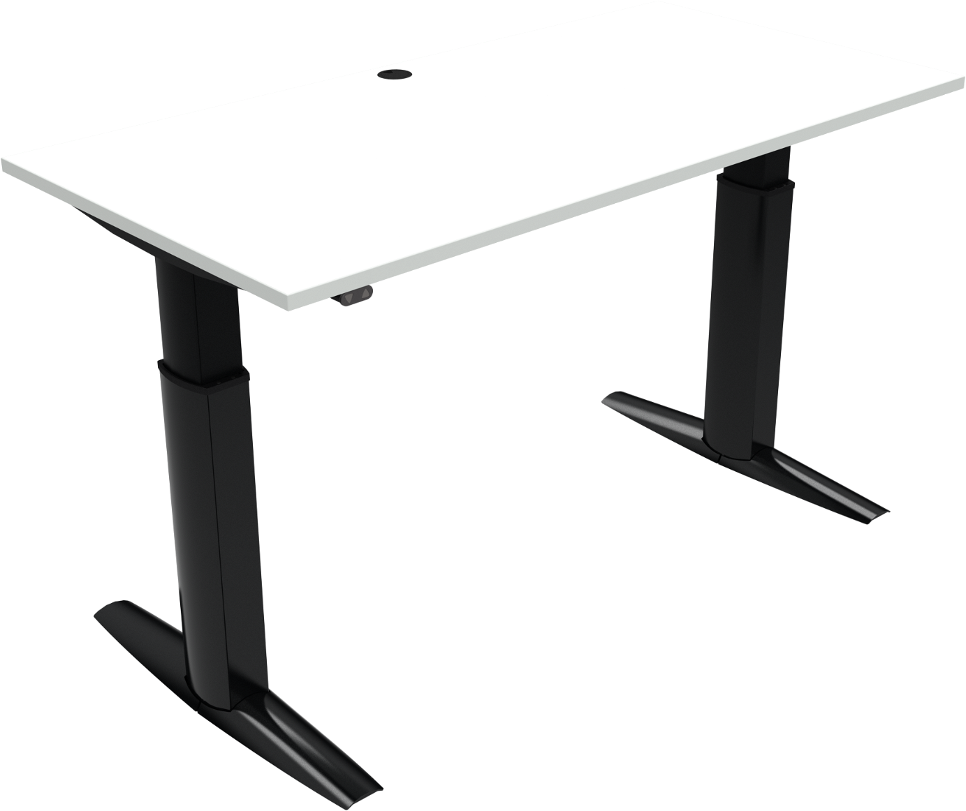 To-bens Hæve- Sænkebord Zennord Elevateline 160x80 Cm H68-120 Hvid Sort Med Kabelbakke