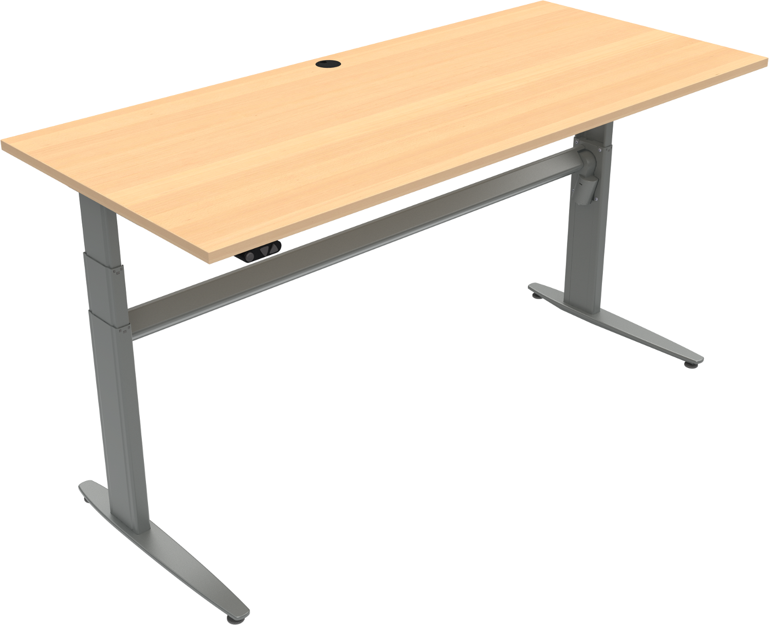 To-bens Hæve- Sænkebord Zennord Movemate Firkantet Justerbart 68-120 Cm Højde 180x80 Cm Bøg Med Sølvstel