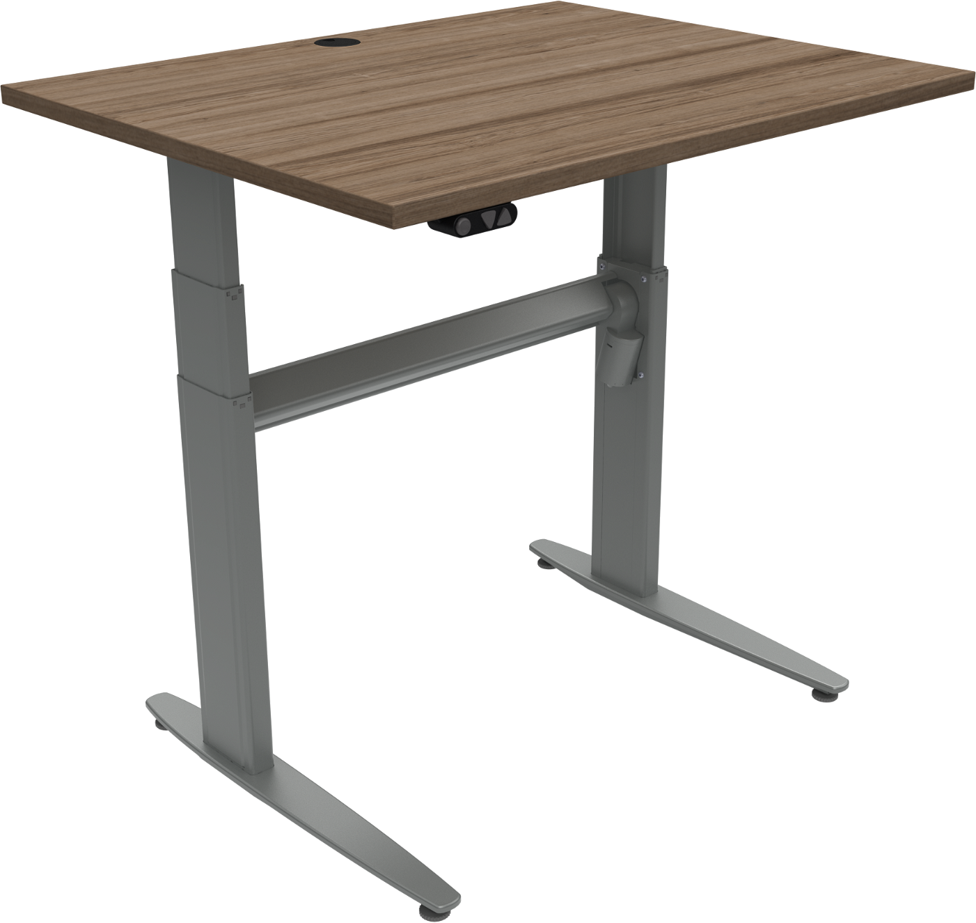 To-bens Hæve- Sænkebord Zennord Movemate Valnød Med Sølv Stel 100x80 Cm