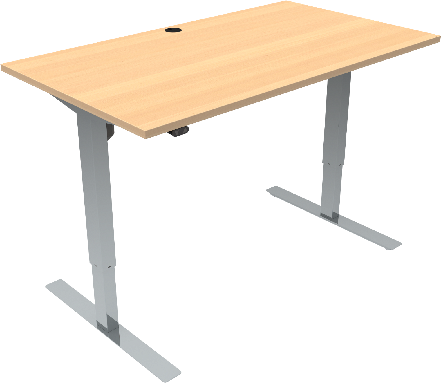 To-bens Hæve- Sænkebord Zennord Updown Firkantet Bøg Krom 80x140x68-118 Cm