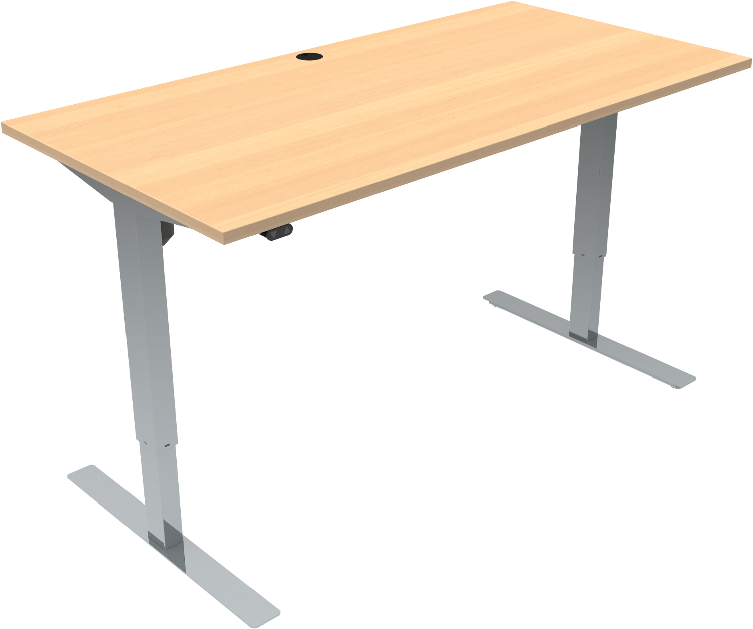 To-bens Hæve- Sænkebord Zennord Updown Firkantet Natur Krom 160x80 Cm Højde 68-118 Cm