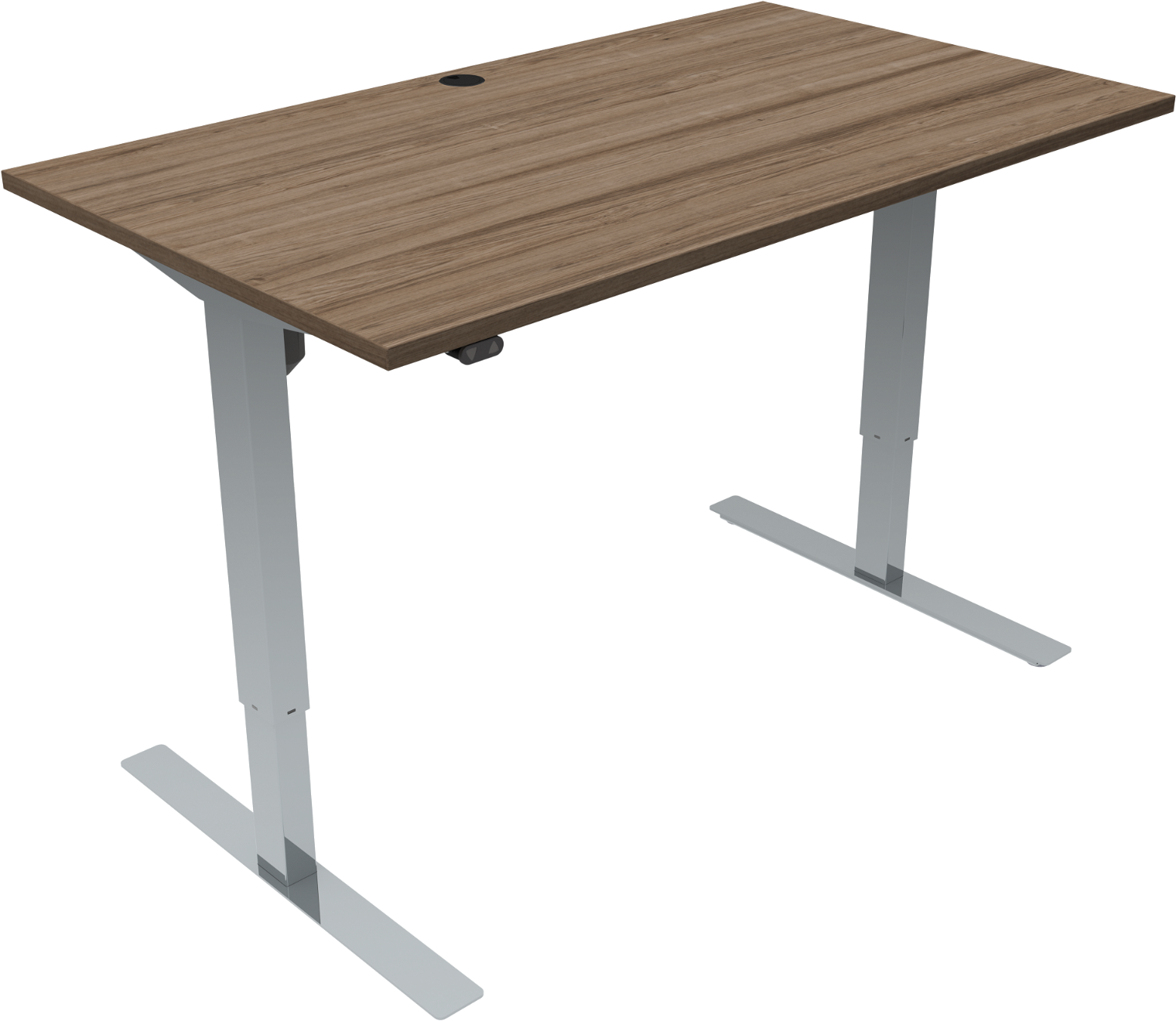 To-bens Hæve- Sænkebord Zennord Updown Kontorbord Mødebord 140x80 Cm Med Højde 68-118 Cm Mørk Valnød Krom