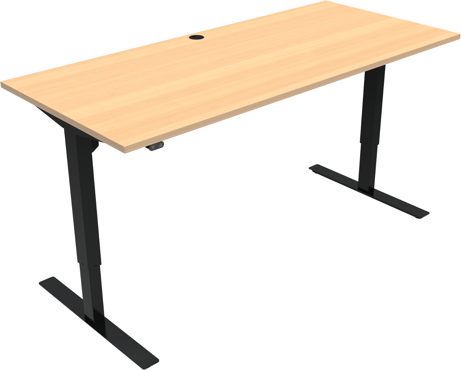 To-bens Hæve- Sænkebord Zennord Updown 180x80 Cm Natur Sort   Justérbar Højde 68-118 Cm