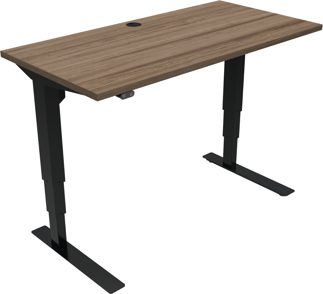 To-bens Hæve-sænkebord Zennord Versastand Firkantet 120x60 Cm Mørk Valnød Sort Stel 57-122 Cm Højde