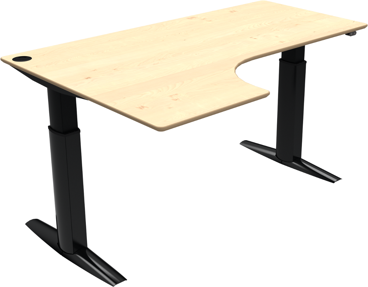 To-bens -form Hæve- Sænkebord Venstrevendt 180ã 120 Cm Zennord Elevateline Natur Sort
