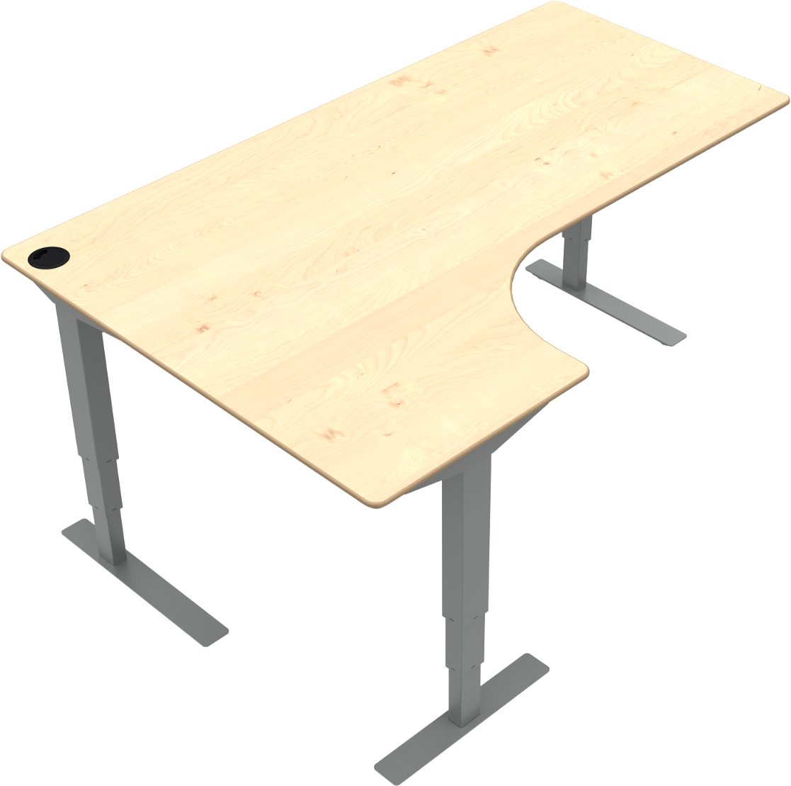 To-bens  -formet Hæve- Sænkebord Zennord Versastand Model 501-37 Venstrevendt   Ahorn   Elektrisk Justerbart 57-122 Cm