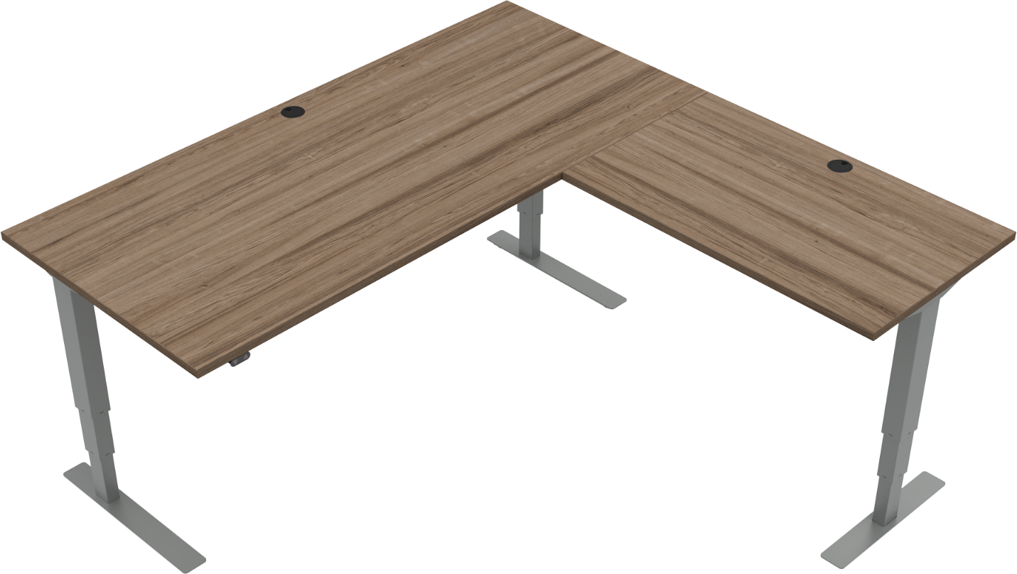 Tre-bens Elektrisk Hæve- Sænkebord Zennord Versastand Firkantet 180x180 Cm Mørk Valnød Sølv