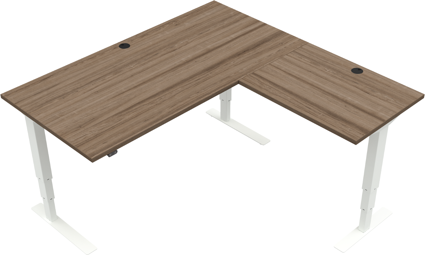 Tre-bens Elektrisk Hæve-sænkebord Zennord Versastand 501-37 160x160 Cm Mørk Valnød Hvid