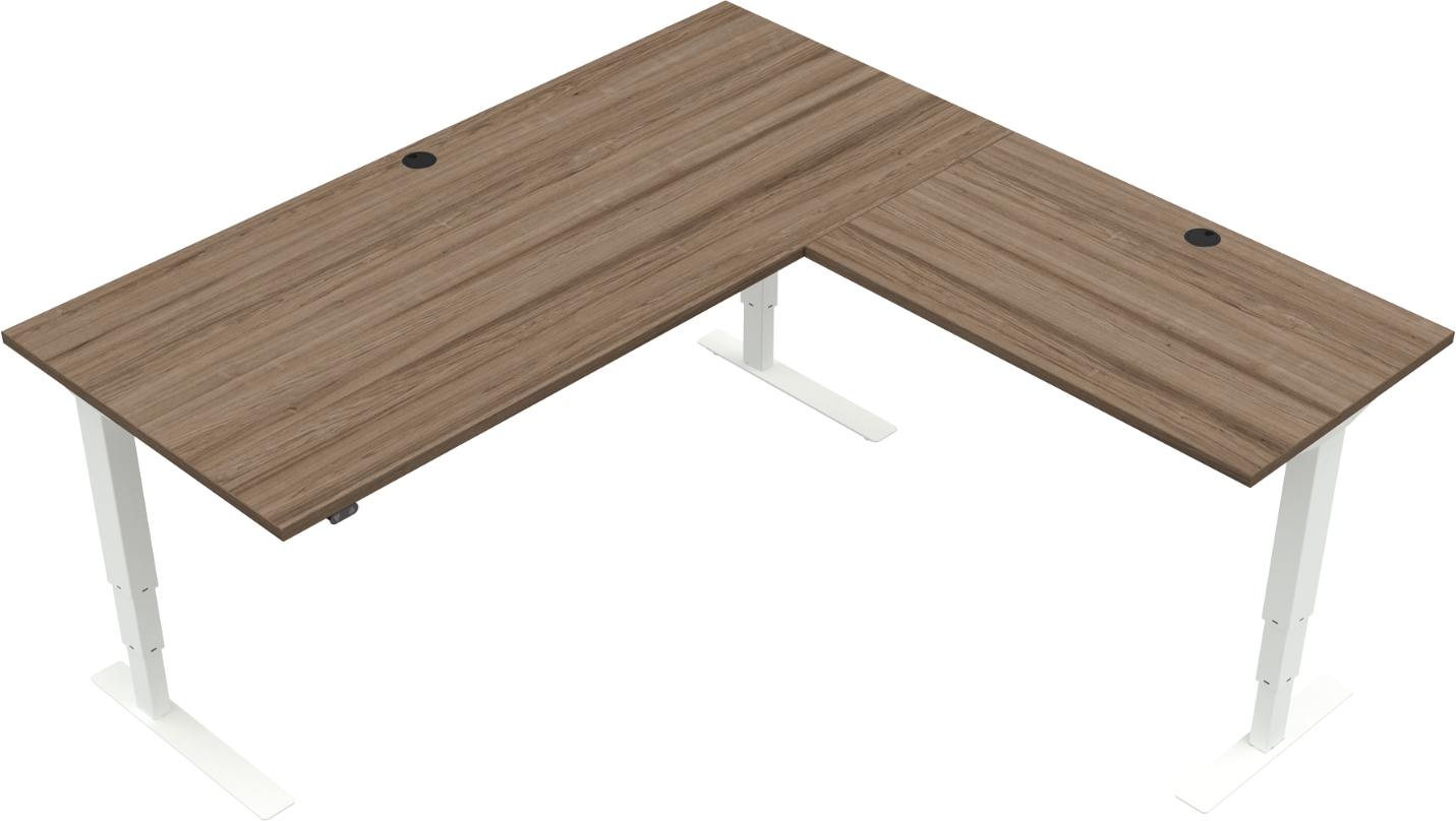 Tre-bens Firkantet Hæve- Sænkebord Zennord Versastand 180x180 Cm Valnød Hvid