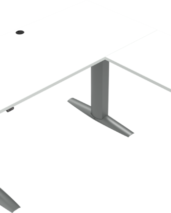 Tre-bens Hæve- Sænkebord Firkantet Zennord Elevateline Hvid Sølv 160x160 Cm Højde 68-120 Cm Med Kabelbakke Mfc E0 Miljøvenligt
