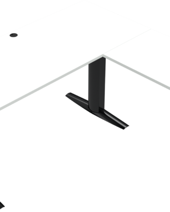 Tre-bens Hæve- Sænkebord Zennord Elevateline Firkantet 180x180 Cm Hvid Sort Højde 68-120 Cm Mfc-bordplade Med Kabelbakke
