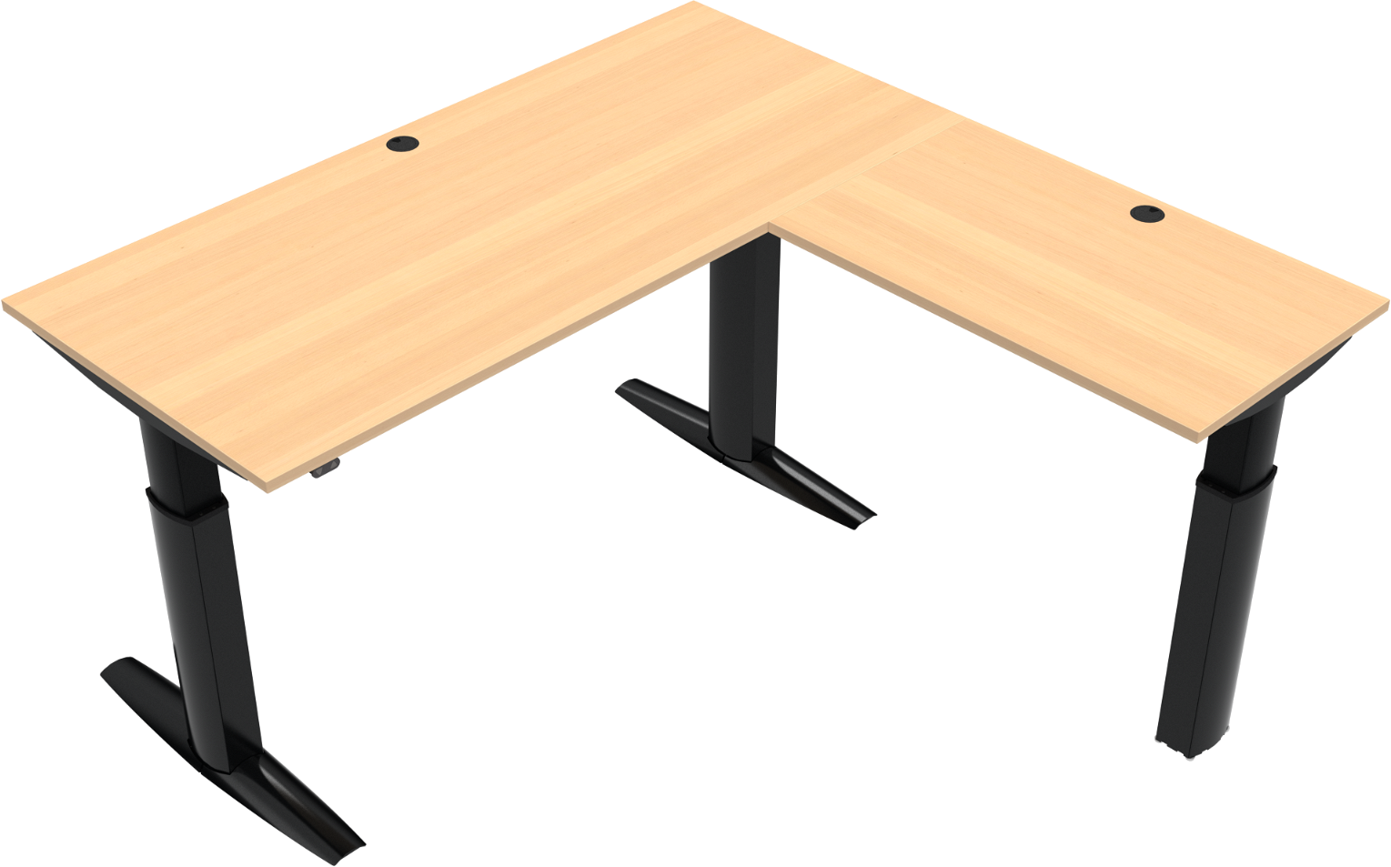 Tre-bens Hæve- Sænkebord Zennord Elevateline Justerbart 68-120 Cm Firkantet 180x180 Cm Natur Sort Bøgeplade Melamin