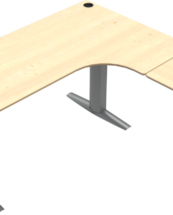 Tre-bens Hæve- Sænkebord Zennord Elevateline  -form Højrevendt Ahorn Natur Sølv H68-120 Cm B180xl180 Cm