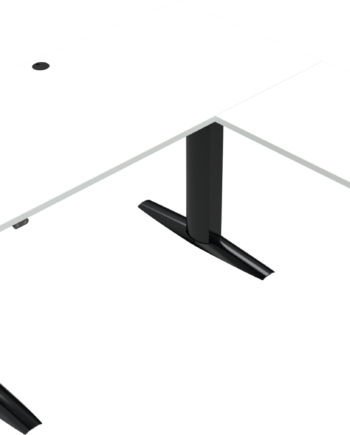Tre-bens Hæve- Sænkebord Zennord Elevateline 160x160 Cm Højdejusterbart 68-120 Cm Hvid Sort