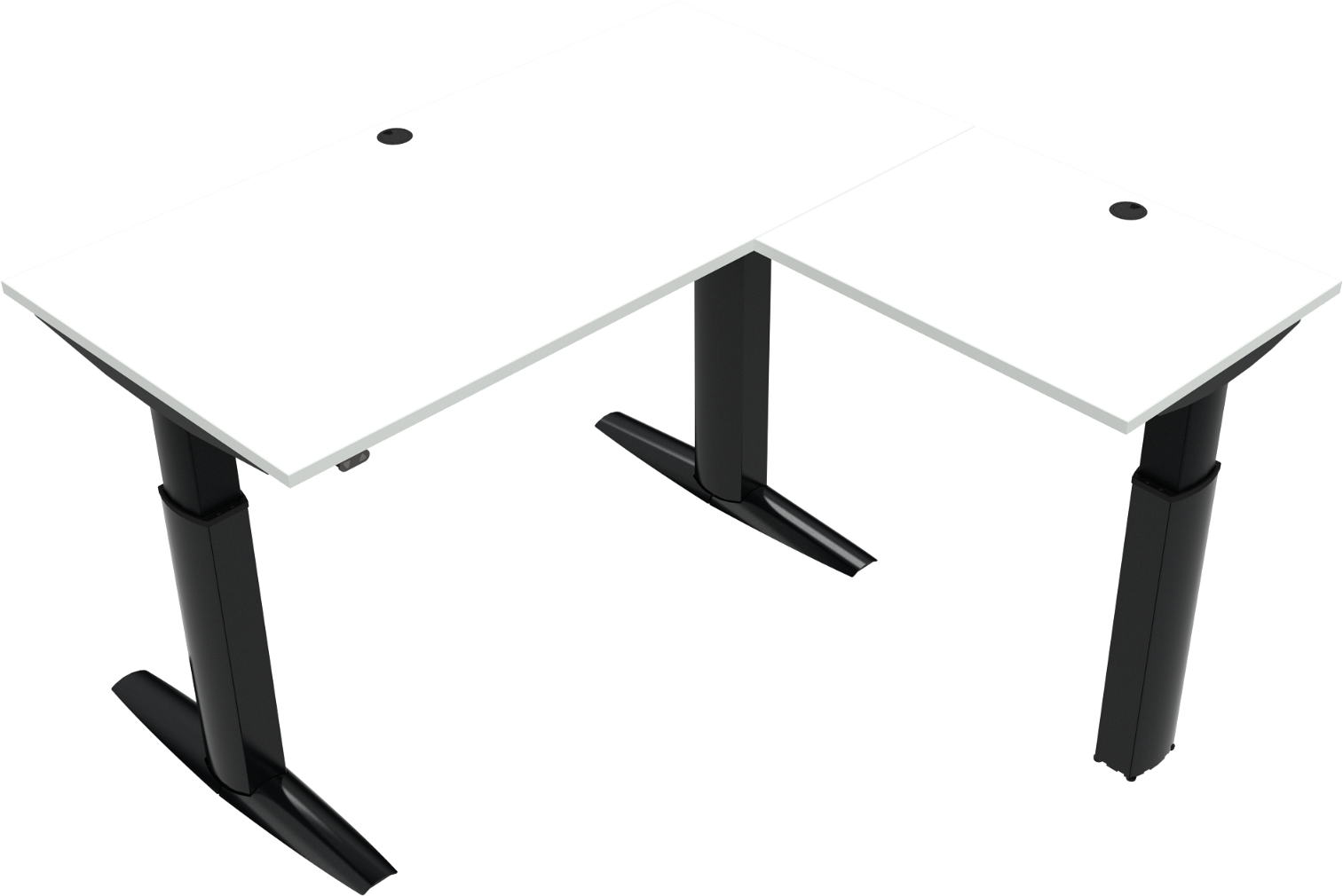 Tre-bens Hæve- Sænkebord Zennord Elevateline 160x160 Cm Højdejusterbart 68-120 Cm Hvid Sort