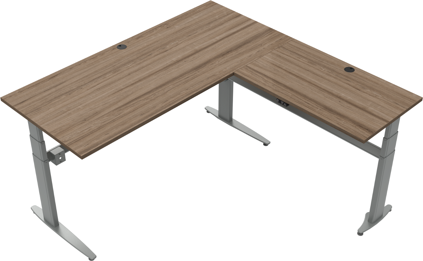 Tre-bens Hæve- Sænkebord Zennord Movemate 180ã 180 Cm H68 120 Mørk Valnød Sølv