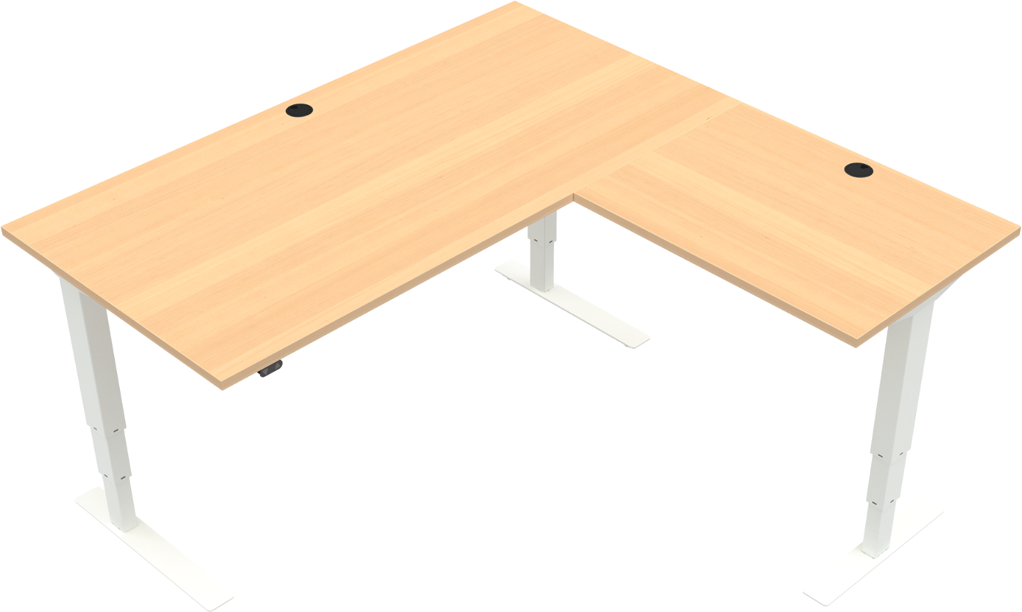 Tre-bens Hæve- Sænkebord Zennord Versastand Firkantet Bøg Melamin 160x160 Cm H57-122 Natur Hvid