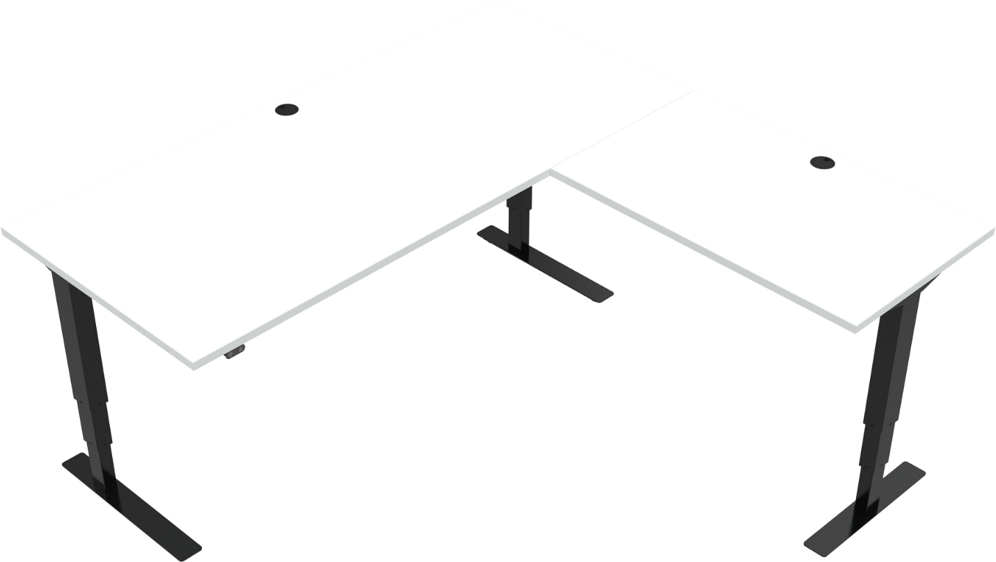 Tre-bens Hæve- Sænkebord Zennord Versastand Firkantet 180x180 Cm El-justerbar Hvid Sort