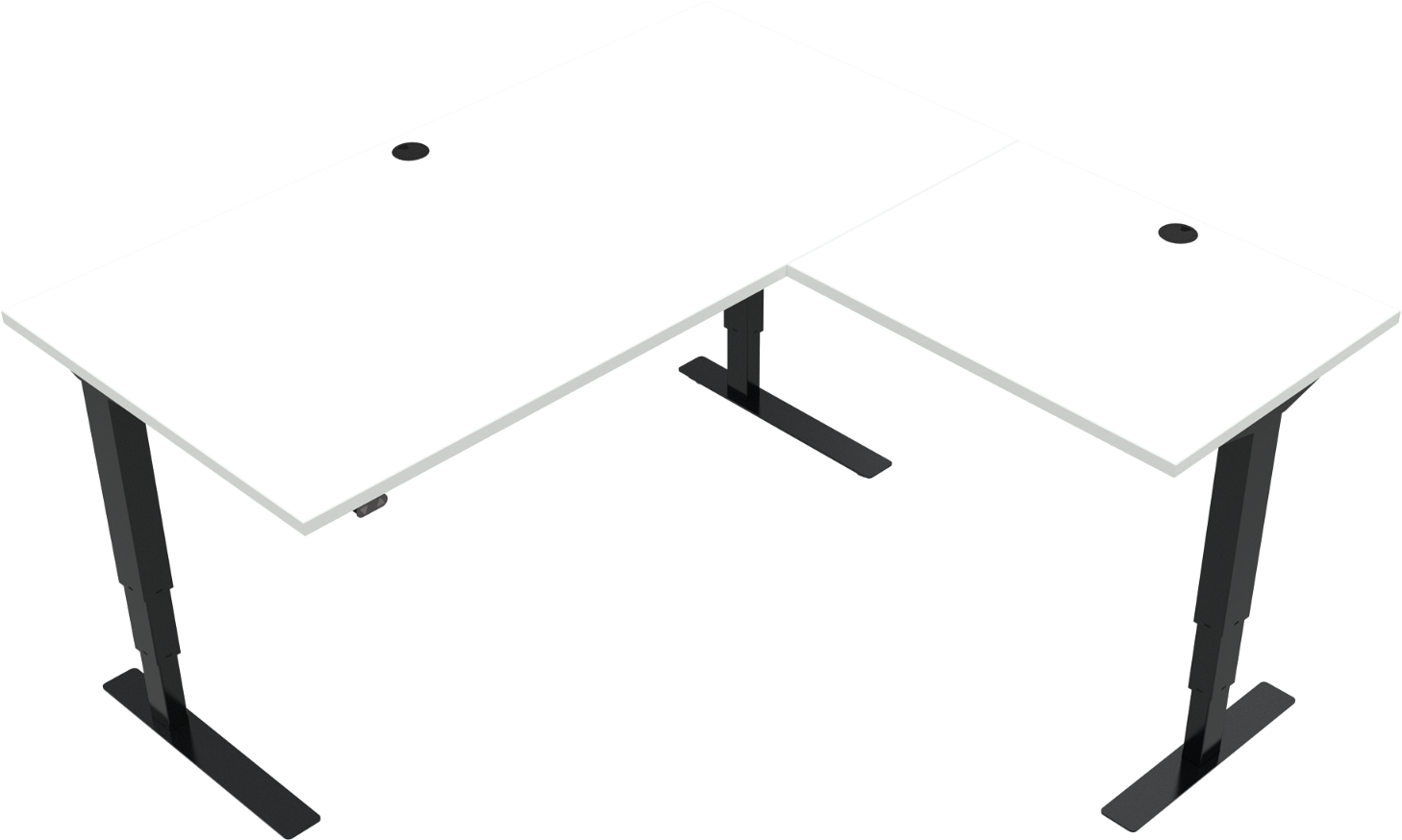 Tre-bens Hæve- Sænkebord Zennord Versastand Sit-stand Bord Elektrisk Justerbar Firkantet 160x160 Cm Hvid Sort
