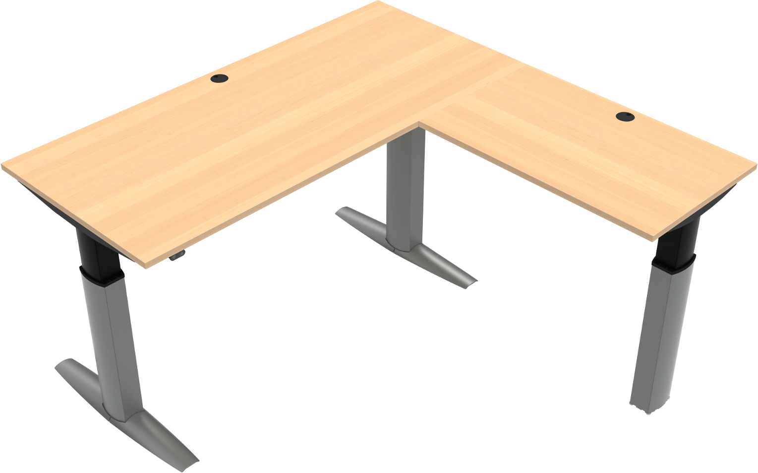 Tre-bens Hæve-sænkebord Zennord Elevateline Bøg Sølv Højdejusterbar 68-120 Cm 180x180