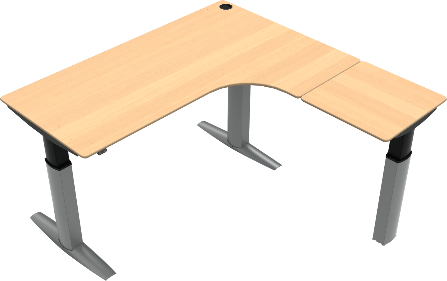 Tre-bens -form Hæve- Sænkebord Zennord Elevateline Natur Bøg Sølv Højdejusterbart 68-120 Cm
