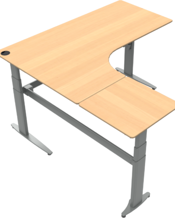 Tre-bens  -formet Hæve- Sænkebord Zennord Movemate Venstrevendt Bøg Natur Sølv 68-120 Cm Højde 180x180 Cm