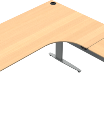Tre-bens  -formet Hæve-sænkebord Zennord Movemate Højrevendt Naturbøg Sølv Ergonomisk Skrivebord H68-120 B180ã 180